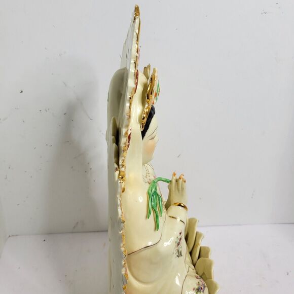 Vtg Feng Shui Import 14" Sitting Kuan Yin Guan Yin Kwan Yin StatueAsian Gold - Picture 8 of 16